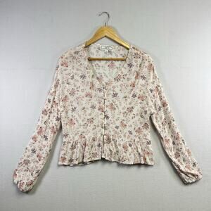 Cottagecore Hippie Rose Floral Top Size Large - Feminine Garden Girl Style